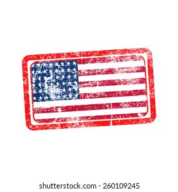 usa flag red grunge rubber stamp vector illustration