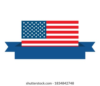 usa flag with ribbon design, United states independence day and national theme Vector illustration