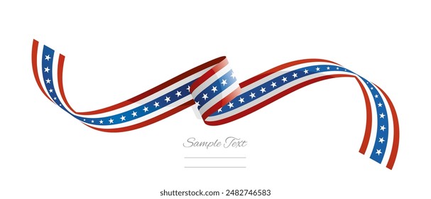 USA flag ribbon vector illustration. American flag ribbon on abstract isolated on white color background