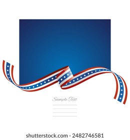 USA flag ribbon vector. World flags and ribbons. American flag ribbon on abstract color background