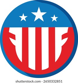 USA Flag Round Badge with Stars and Stripes Vector.