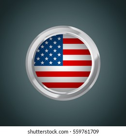 USA Flag with round frame, vector