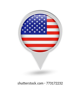 USA Flag Round Pin Icon. Vector icon.