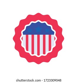 Icono de sello de la bandera de Estados Unidos, diseño de icono de estilo plano, país del Día de la Independencia de Estados Unidos y tema nacional Ilustración vectorial