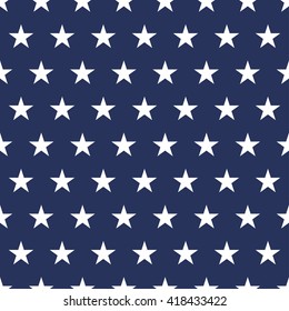 USA  flag seamless pattern. White stars on a blue background. Memorial day