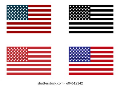 USA Flag. Set of american flag