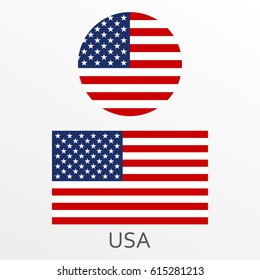 USA flag set. American national symbol. Vector illustration.