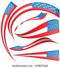 USA flag set isolated on white background