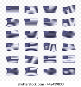 USA Flag set on a transparent background