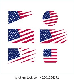 usa flag set with scrapes on white background vector