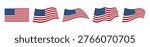 USA flag set, United States of America waving flag, wavy American flag