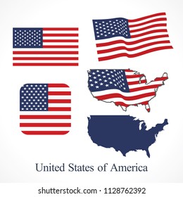 USA flag set vector