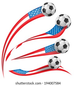 USA flag set whit soccer ball