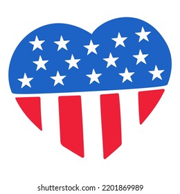USA flag in the shape of a heart. 4th of July. Vector illustration