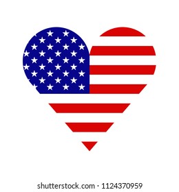 USA flag in the shape of a heart, Vector
