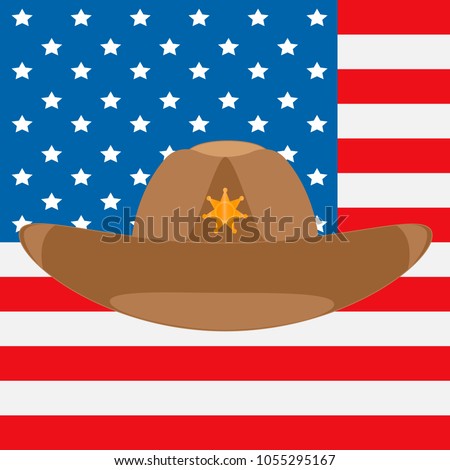 the USA flag and sheriff's cowboy hat with a star