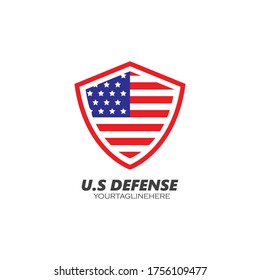u.s.a flag shield defense vector illustration design template