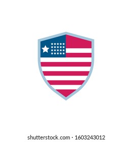Usa flag shield design, United states america independence labor day nation us country and national theme Vector illustration
