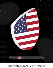 USA Flag Shield icon in 3D on Dark Modern Abstract Rugby Background. Perfect for sports events, heritage themes, national celebrations, and patriotic designs.