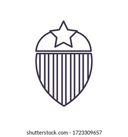 Usa flag shield line style icon design, United states independence day country and national theme Vector illustration