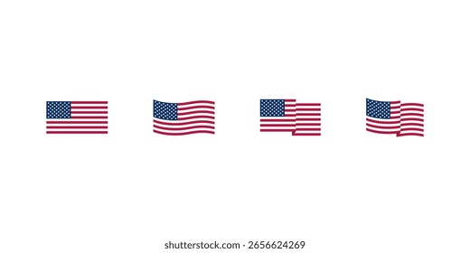Usa flag sign. Isolated usa flag vector set. Waving usa flag badge.