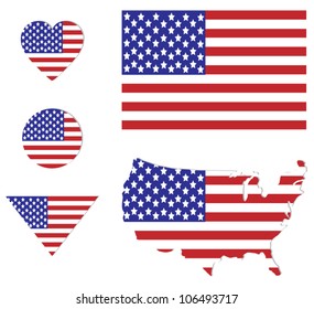 USA flag sign set