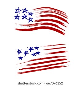 Usa flag simple drawing. American flag.