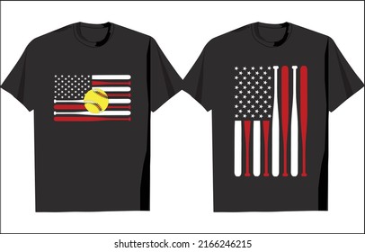 USA Flag Softball T Shirt Design