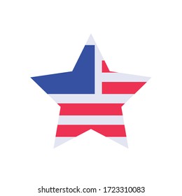 Usa flag star flat style icon design, United states independence day country and national theme Vector illustration