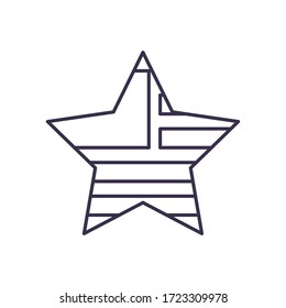 Usa flag star line style icon design, United states independence day country and national theme Vector illustration