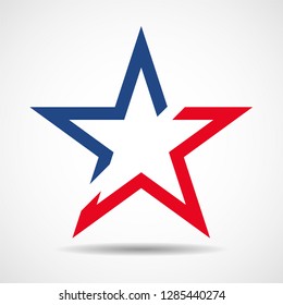 USA flag in star shape. American star. Vector