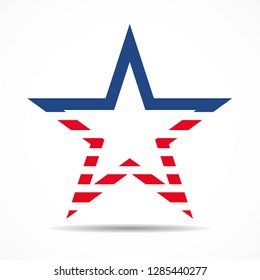 USA flag in star shape. American star. Vector