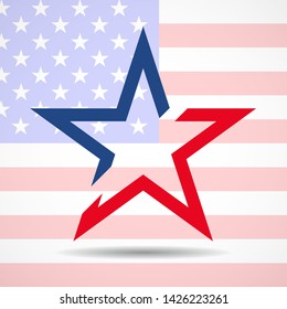 USA flag in star shape. American star. Vector