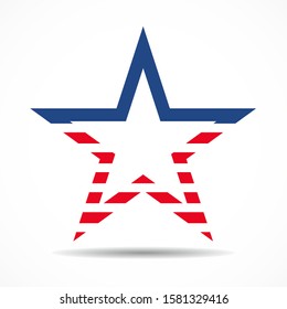 USA flag in star shape. American star. Vector