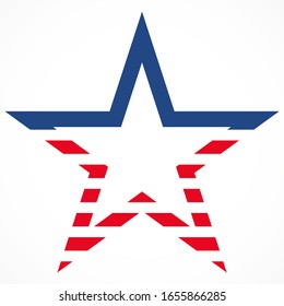 USA flag in star shape. American star. Vector illustration