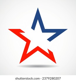 USA flag in star shape. American star. American flag icon. Vector illustration