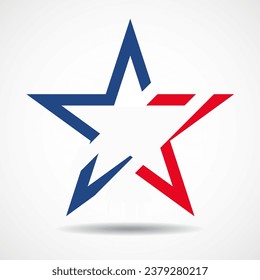 USA flag in star shape. American star. American flag icon. Vector illustration