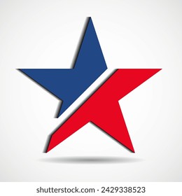 USA flag in star shape with shadow. American star. Vector illustration