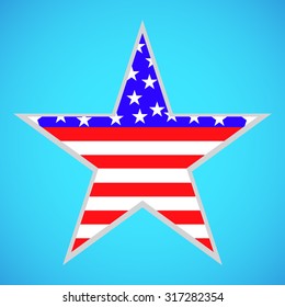 USA flag in star shape. Vector illustration. Eps 10