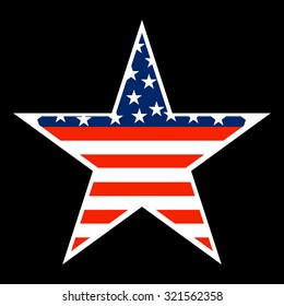 USA flag in star shape. Vector illustration. Eps 10