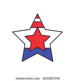 usa flag star shaped line and fill style icon design, United states america independence nation us country and national theme Vector illustration