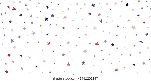 USA flag stars background, red and blue stars confetti horizontal border