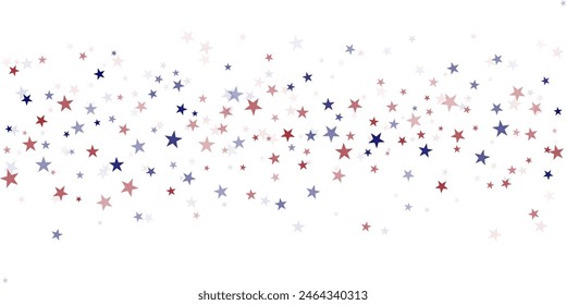 USA flag stars background, red and blue stars confetti horizontal border