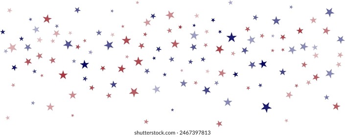 Fondo de las estrellas de la bandera de Estados Unidos, rojo y azul confeti frontera Horizontal