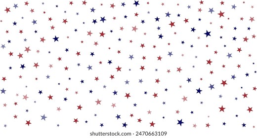 USA flag stars background, red and blue stars confetti horizontal border