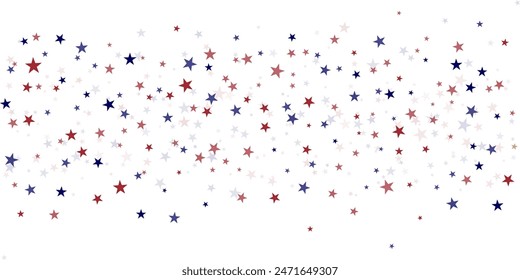 Fondo de las estrellas de la bandera de Estados Unidos, rojo y azul confeti frontera Horizontal