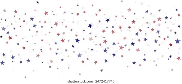 Fondo de las estrellas de la bandera de Estados Unidos, rojo y azul confeti frontera Horizontal