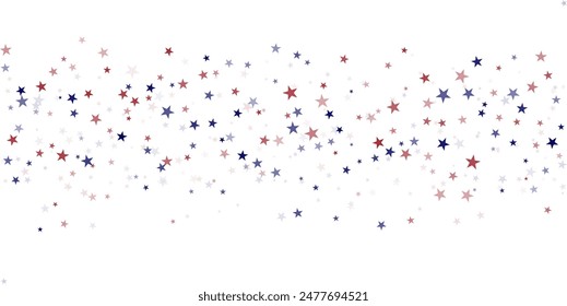 USA flag stars background, red and blue stars confetti horizontal border