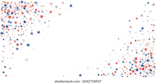 USA flag stars background, red and blue stars confetti