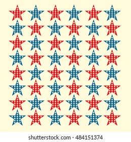 USA flag stars seamless pattern. White stars on a red background. Memorial day